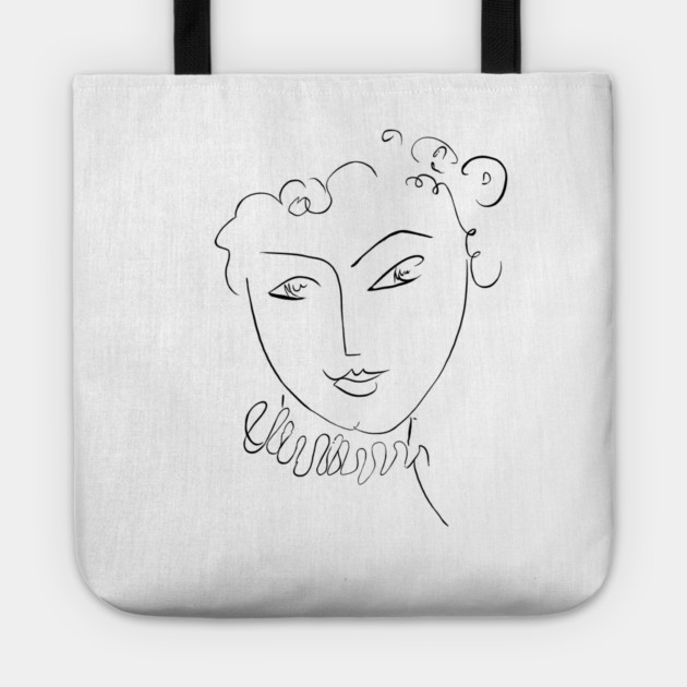Minimal One Line Face Illustration Tote by denizko