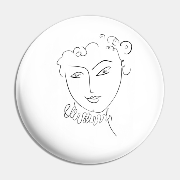 Minimal One Line Face Illustration Pin by denizko