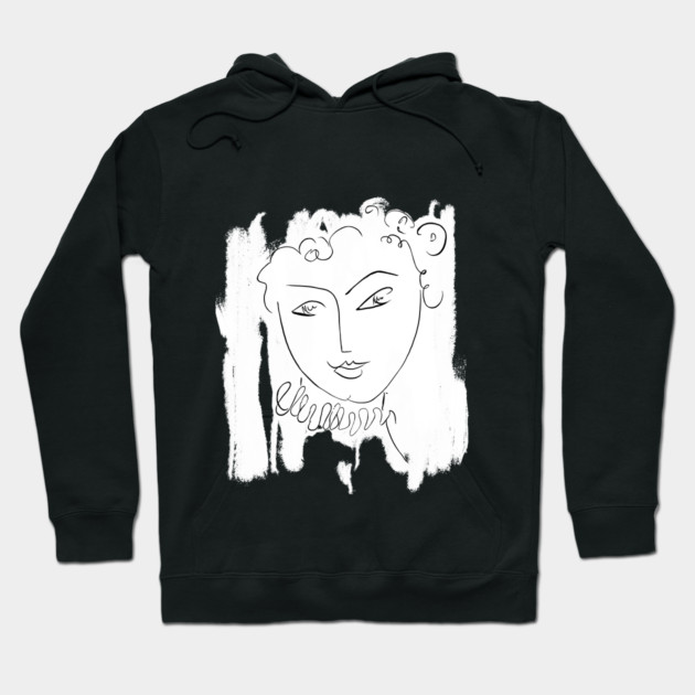 Minimal One Line Face Illustration Hoodie by denizko