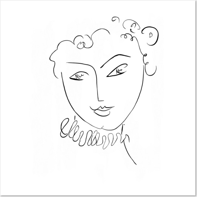 Minimal One Line Face Illustration Wall Art by denizko