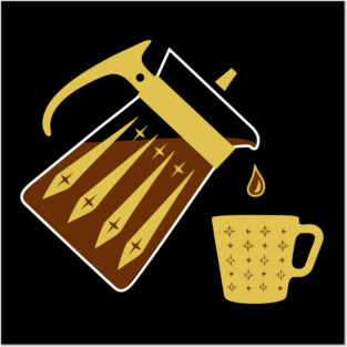 Vintage Pyrex Atomic Age Coffee Pot and Mug Posters and Art