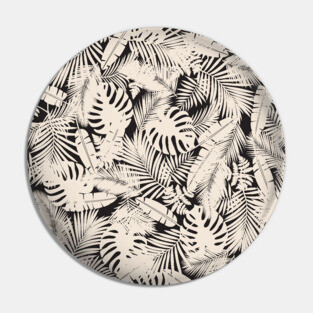 Tropical Leaves in Black and Ivory Pin