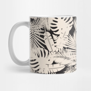 Tropical Leaves in Black and Ivory Mug