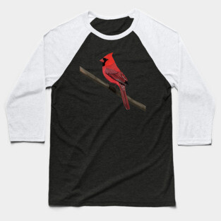 Northern Cardinal Bird Illustration Backyard Birds Baseball T-Shirt