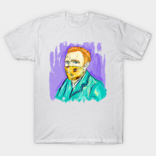 Post-Impressionist Style Van Gogh Portrait with Sunflower Mask T-Shirt