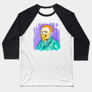 Post-Impressionist Style Van Gogh Portrait with Sunflower Mask Baseball T-Shirt