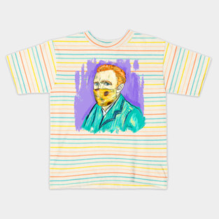 Post-Impressionist Style Van Gogh Portrait with Sunflower Mask Kids T-Shirt