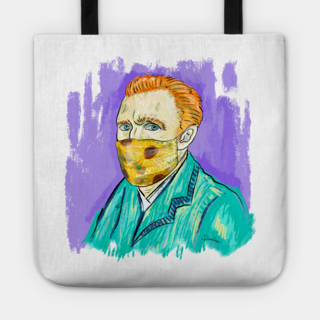 Post-Impressionist Style Van Gogh Portrait with Sunflower Mask Tote by denizko