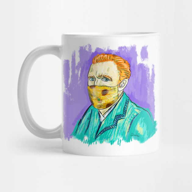 Post-Impressionist Style Van Gogh Portrait with Sunflower Mask by denizko