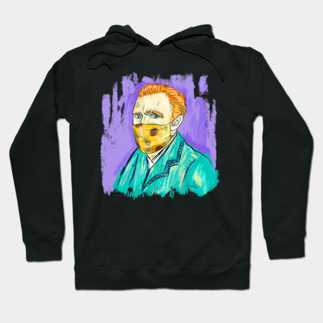 Post-Impressionist Style Van Gogh Portrait with Sunflower Mask Hoodie by denizko