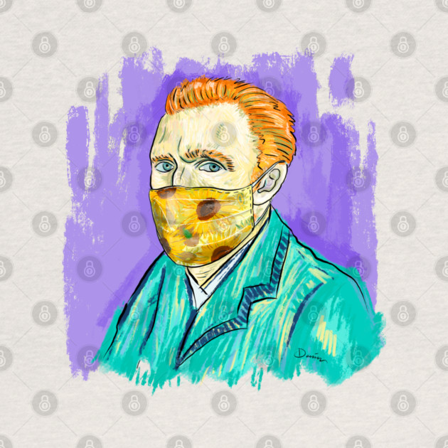 Post-Impressionist Style Van Gogh Portrait with Sunflower Mask by denizko