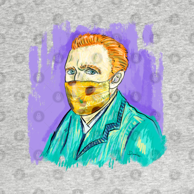 Post-Impressionist Style Van Gogh Portrait with Sunflower Mask by denizko