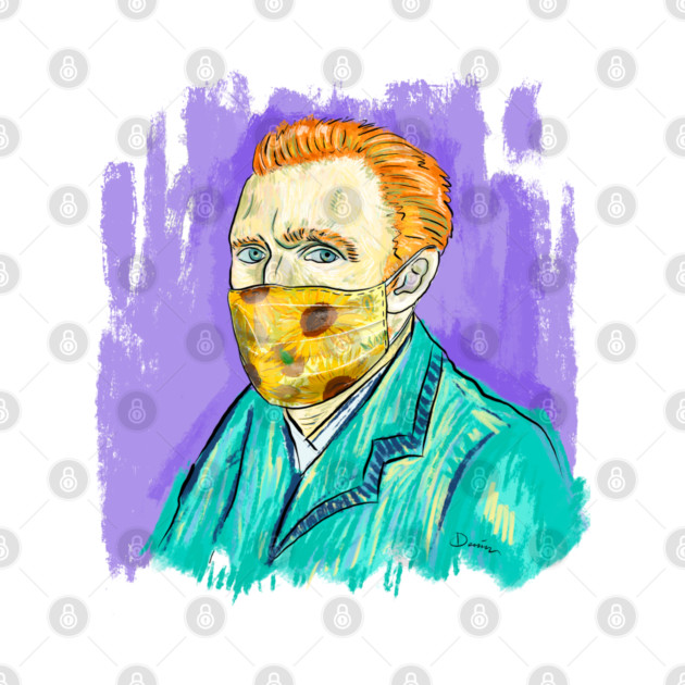 Post-Impressionist Style Van Gogh Portrait with Sunflower Mask by denizko