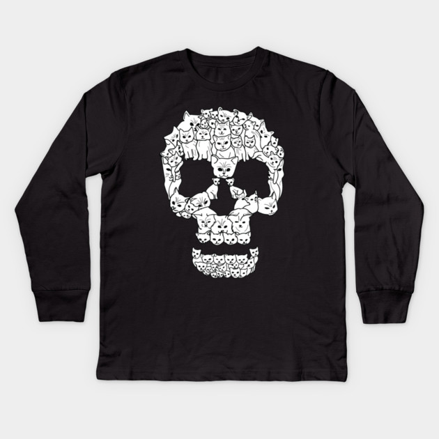 Cute Cat Skull Kids Long Sleeve T-Shirt by logiamerch