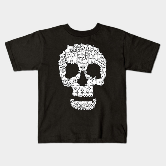 Cute Cat Skull Kids T-Shirt by logiamerch