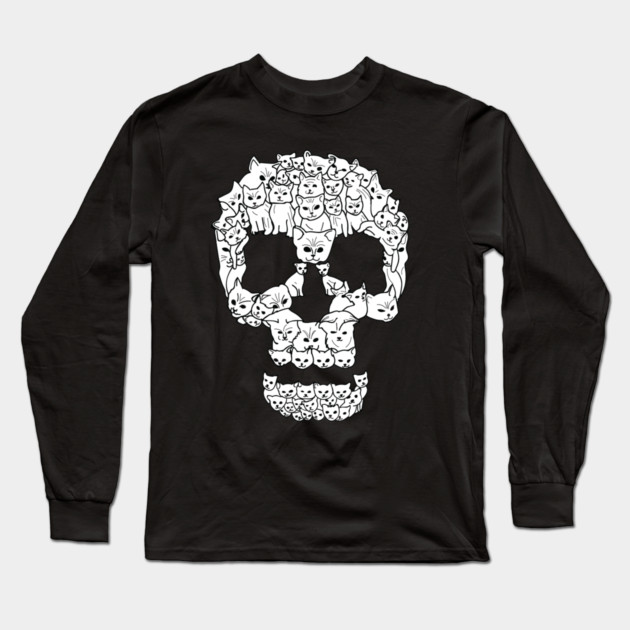 Cute Cat Skull Long Sleeve T-Shirt by logiamerch
