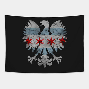 Polish Eagle Chicago Flag Tapestry