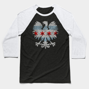 Polish Eagle Chicago Flag Baseball T-Shirt