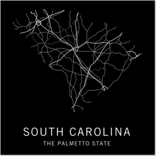 South Carolina State Road Map Posters and Art