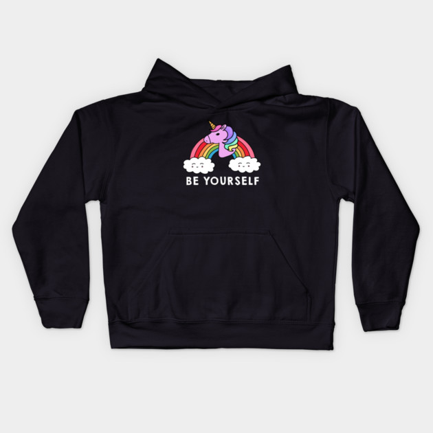 Be Yourself Unicorn Rainbow Kids Hoodie by logiamerch
