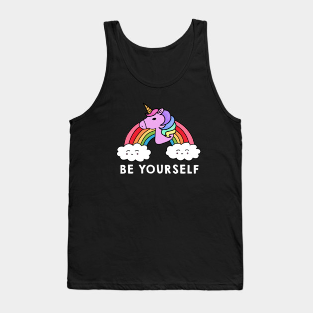 Be Yourself Unicorn Rainbow Tank Top by logiamerch