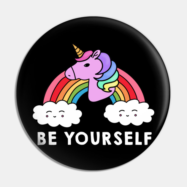 Be Yourself Unicorn Rainbow Pin by logiamerch