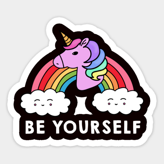 Be Yourself Unicorn Rainbow Sticker by logiamerch
