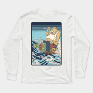 Proboscis monkey - Japanese Waves Kanagawa Long Sleeve T-Shirt