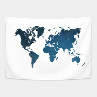 world map blue #map #worldmap Tapestry