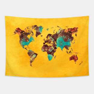 world map yellow  #map #worldmap Tapestry