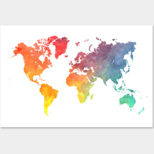 world map colored #map #worldmap Posters and Art