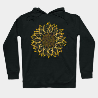 Sunflower Mandala Pattern - Golden Etching Nature Design Hoodie