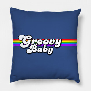 Groovy Baby Retro Rainbow Pillow