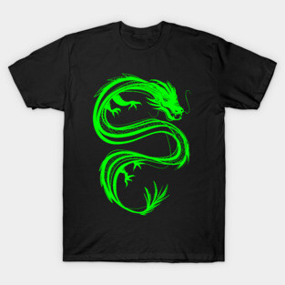 neon green traditional chinese dragon T-Shirt