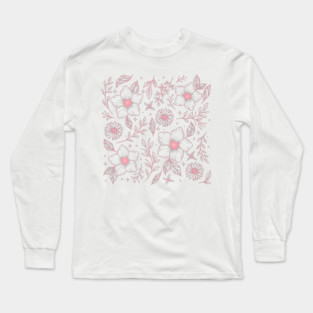 Floral Pattern - Pink Long Sleeve T-Shirt