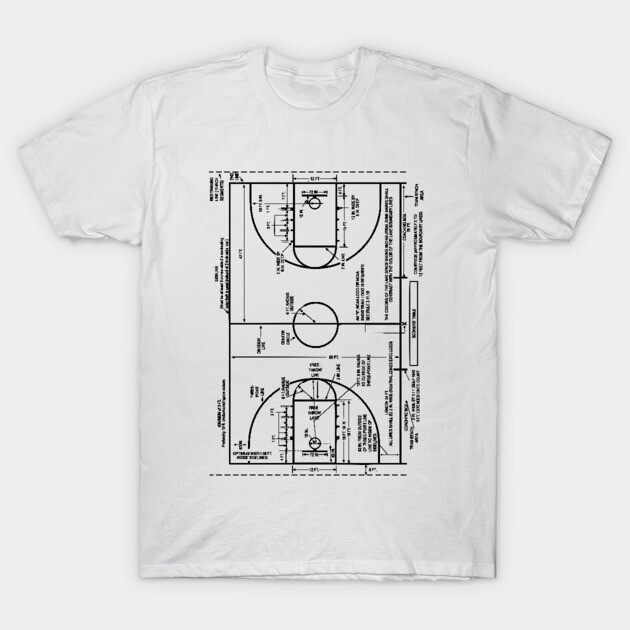 Patent Drawing College Basketball Court Basketball Lover T