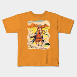 Roy Rogers Cowboy Western Illustration 1950s Kids T-Shirt