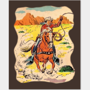 Roy Rogers Cowboy Western Illustration 1950s Posters and Art