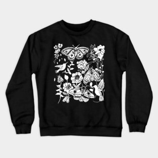 Moth & Flowers, Hummingbirds Garden Witch Gothic Crewneck Sweatshirt