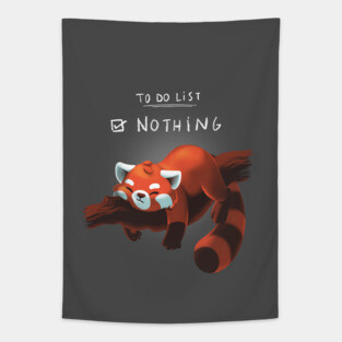 Red panda days - To Do List Nothing - Lazy Cute Animal Tapestry