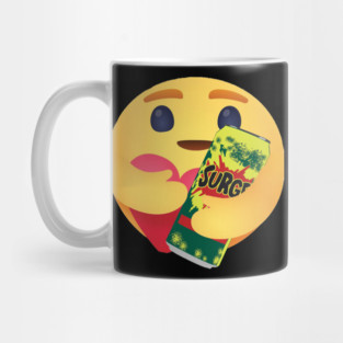 Surge 90s soda drink care hug emoji Mug
