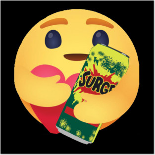 Surge 90s soda drink care hug emoji Posters and Art
