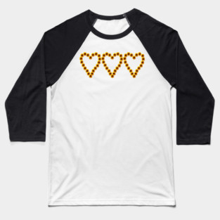 Three Sunflower Hearts Nature Art Baseball T-Shirt