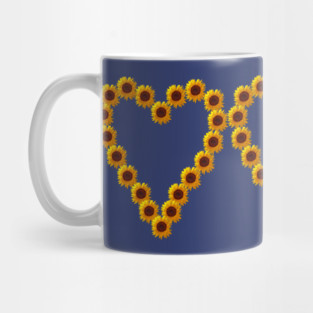 Three Sunflower Hearts Nature Art Mug