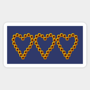 Three Sunflower Hearts Nature Art Sticker
