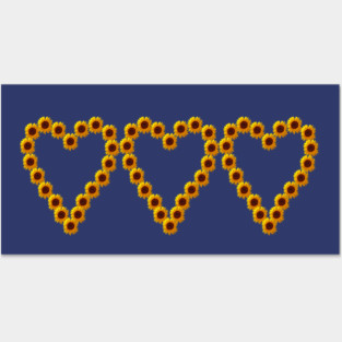 Three Sunflower Hearts Nature Art Posters and Art