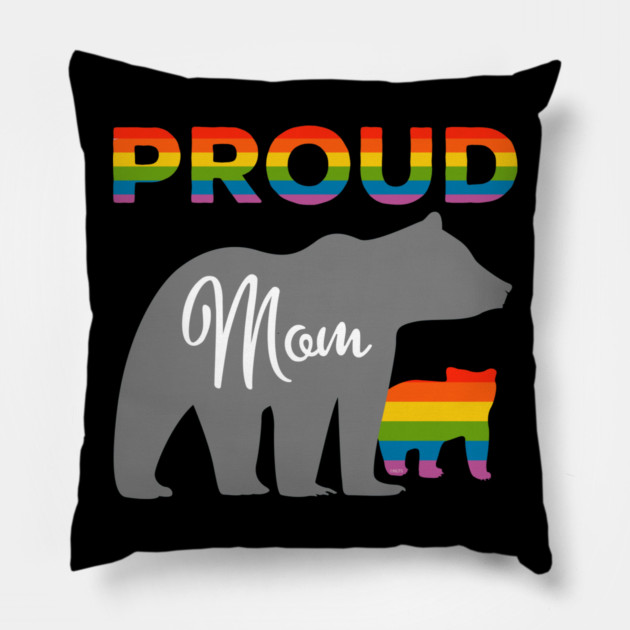 Rainbow Pride Flag Bear Proud Mother and Gay Cub Pillow by creative