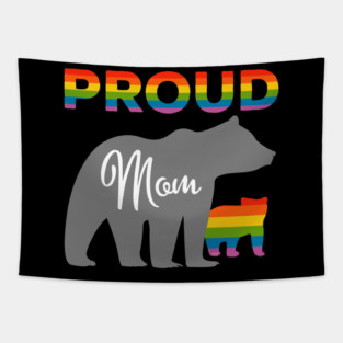 Rainbow Pride Flag Bear Proud Mother and Gay Cub Tapestry