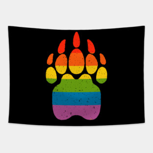 Bear Rainbow Flag Paw Gay Pride Tapestry