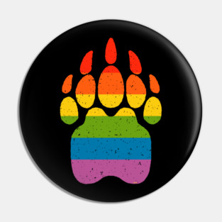 Bear Rainbow Flag Paw Gay Pride Pin